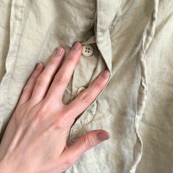 VTG Express Women's XL 100% Linen Pants Trouser Wide Leg Minimal Coastal Tan - Picture 4 of 11